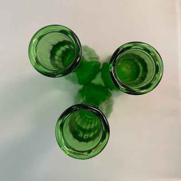 Set of 3 Vintage PGC Green Glass Flower Vases - Picture 3 of 7